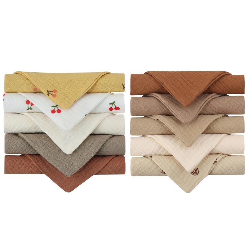 10 Pcs Baby Square Towels Infants Wash Hand Face Towel Handkerchief Feeding Bib Burp Cloth Soft Crepe Muslin Saliva Towel