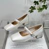 Fashion casual French pearl with flat Mary Jane shoes women's 2025 summer wear versatile thick heel single shoes