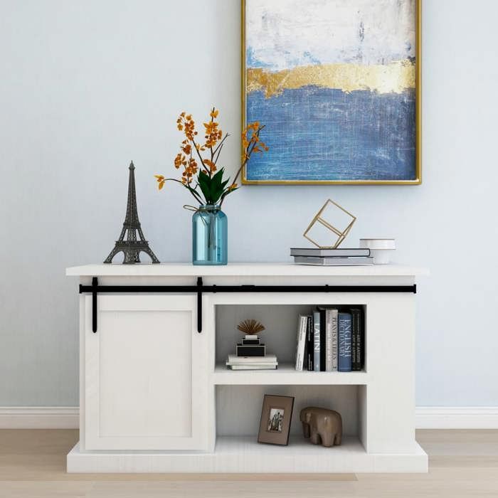 Kit de porte d'armoire coulissante - vidaXL - 122 cm - Acier au carbone - Noir - Coulissante à gauche