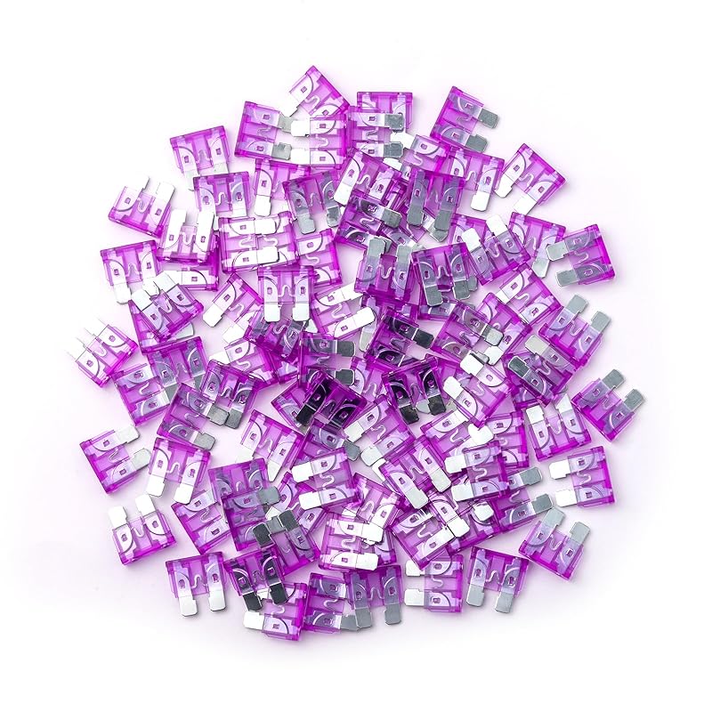 100Pcs 3 Amp Fuses HVAC ATC/ATO Stanbdard Fuse, 3A Car Fuse Blade for Automotive, Truck, Boat, Motorcycle