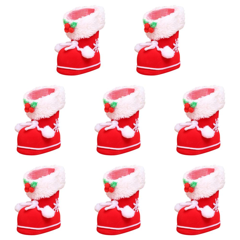 1-8PCS Red Mini Christmas Boots Xmas Tree Decoration Sugar Candy Package Christmas Decoration Christmas Gift Box Boots Bag