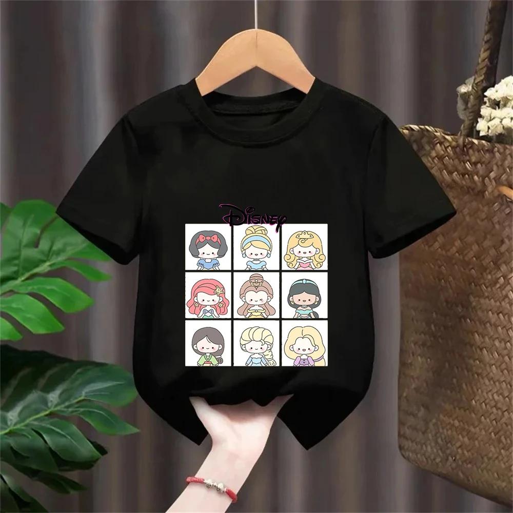100% Cotone Principesse Disney Anime Estate Nuova Moda Multiple Cotone Bambini Cartoni Animati Magliette Girocollo Manica Corta