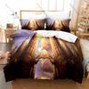Cool Magic Fantasy Medieval Castle Ancient Tower Building HD Print Bedding Set Duvet Cover + 2 Pillowcases Fantasy Game Room Dec