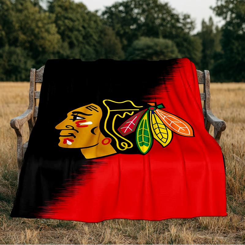 Chicago Hockey Decke Flanell Überwurf für Sofa, Innenbereich, Camping, Wohnzimmer, Büro, Stuhl und Bett Weiches Geburtstagsgeschenk