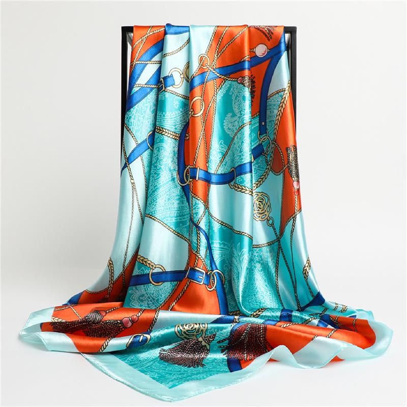 Color Block Silk Square Scarf - Versatile Women's Accessory for All Seasons, Perfect for Neckwear and Sun Protection