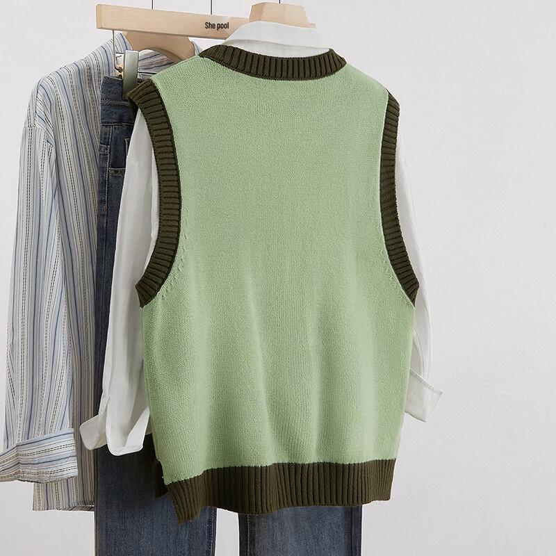 Damen Pullover Color Block Rundhals Weste