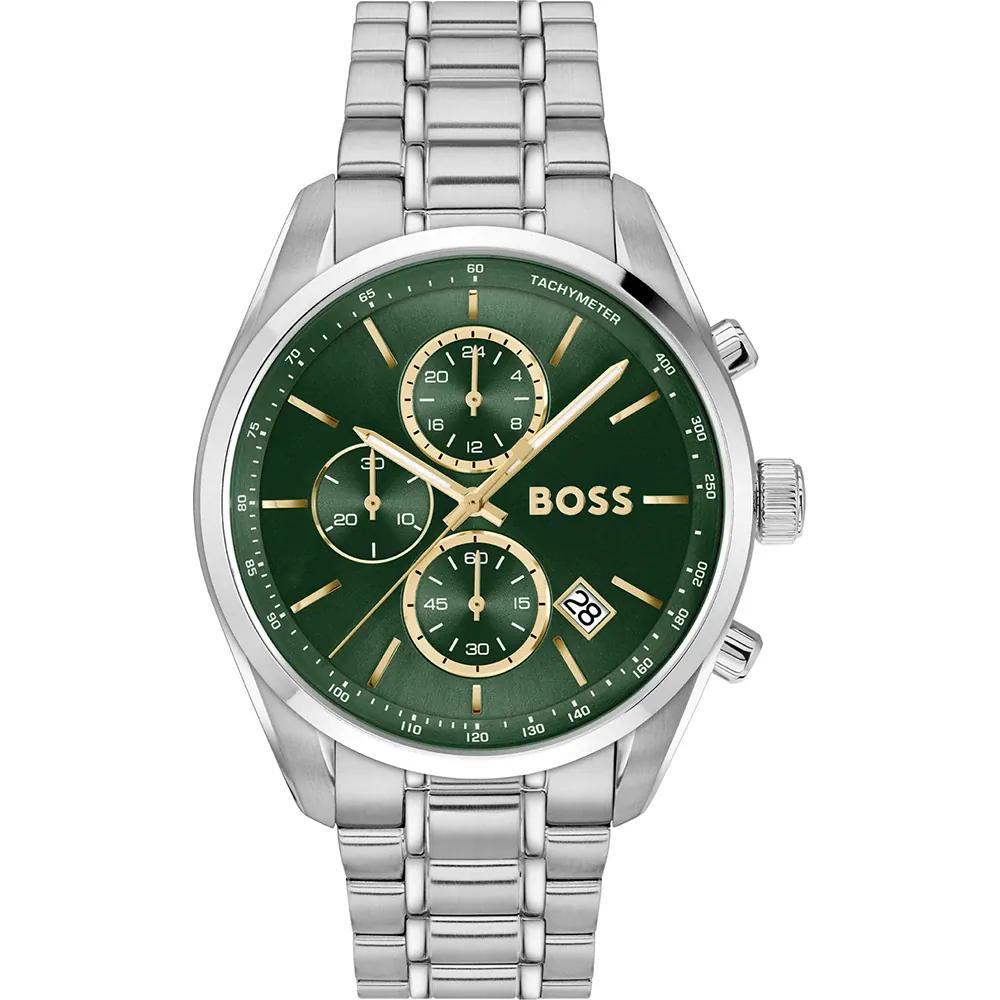 BOSS Grand Prix Green Stainless Steel Silver Men s Quartz Watch 1514266 зелёный