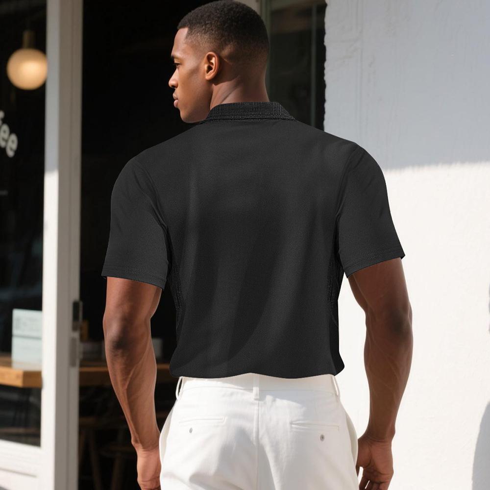 European and American Summer Men's Fashion Lapel Casual Loose Solid Color Short Sleeves