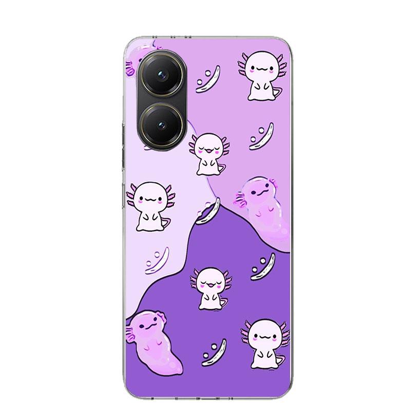 Cute Axolotl Kawaii Phone Case For Xiaomi Poco X7 X6 X5 Pro F7 Ultra Redmi 15C 15 13 13C 12 12C 10 10A 10C 9 9A 9C 9T Cover Poco