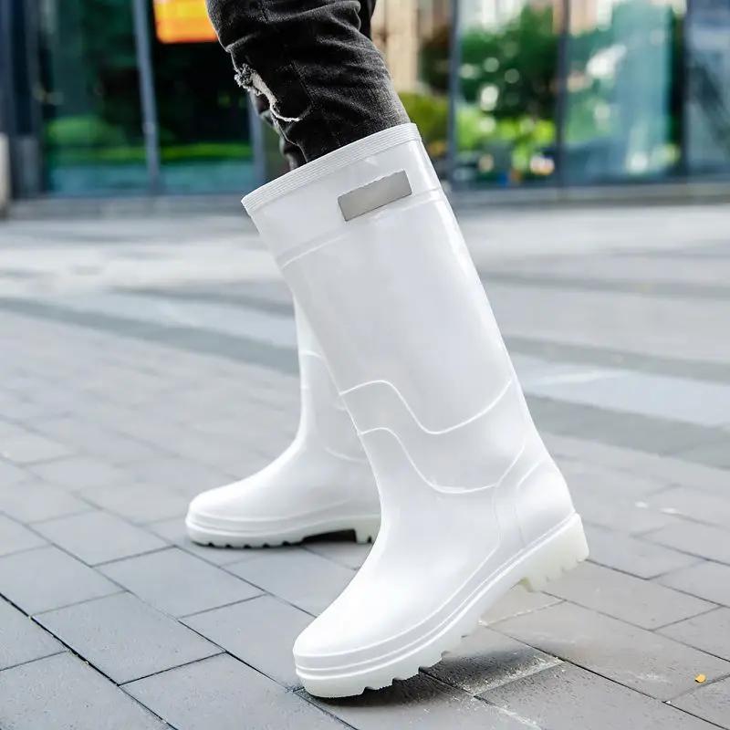 Spring Autumn Solid Color Male Shoes Work High Low Heel Fashion Wide Toes 2026 Waterproof Resistant Designer Men's Rain Boots