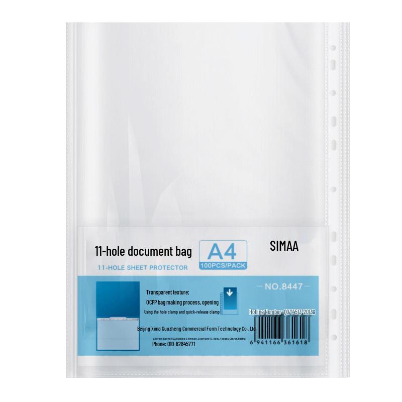 SIMAA A4 11-Hole Transparent Sheet Protectors, 100 Pack