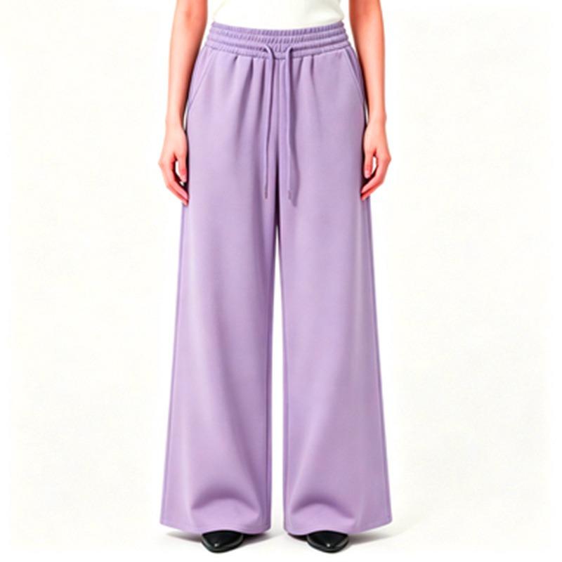Women's pants autumn and winter fleece soft wide-leg pants casual running trousers elastic waist loose straight pants