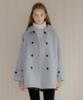 LETTER FROM MOON Melia Hairy Wool Half Coat (Grayish Blue)