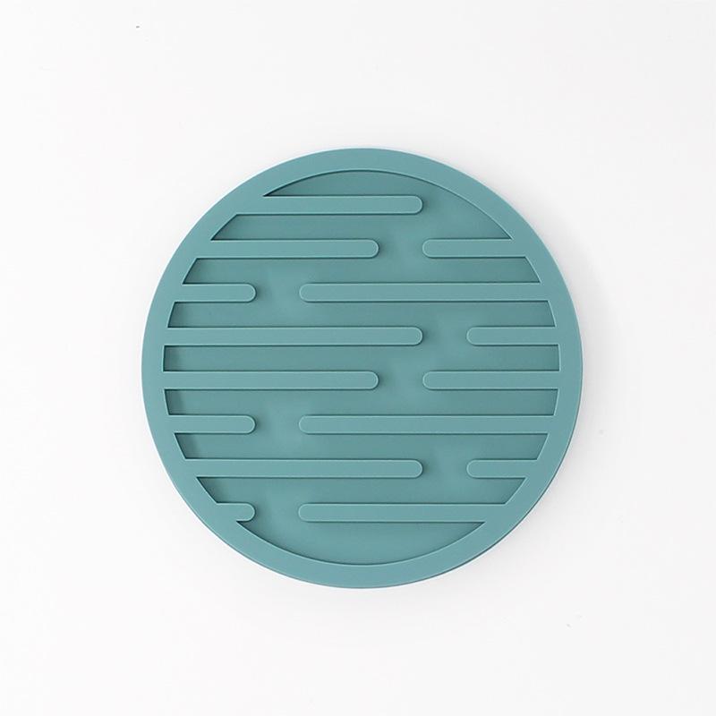 Round 10cm Silicone Coaster - Soft, Heat-Resistant, Marble Stripes, Water Draining