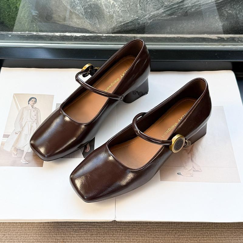 

Fashion Women s 2025 New French Square Toe Square Heel Shoes Fashion Single 35