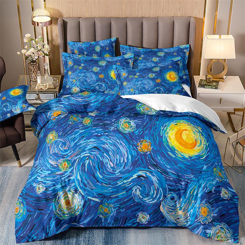 Starry Sky Bedding Set For Boys, Quilt Cover And Pillowcases, Double Duvet Cover Set, Luxury Bedding Set, Galaxy, 135x200 Purple