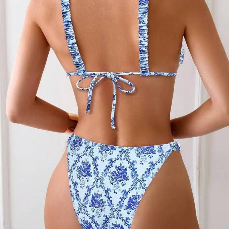 2026 New European and American Bikini Sexy Strap Floral Ethnic Style Split Swimsuit Women's Swimsuit