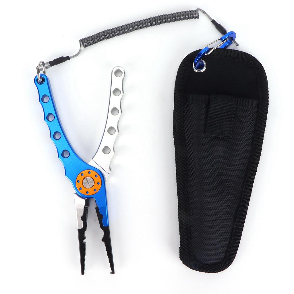 Fishing Lure Pliers Tongs Multifunction Aluminum Alloy Hook Remover Tool Equipment(Blue Silver )