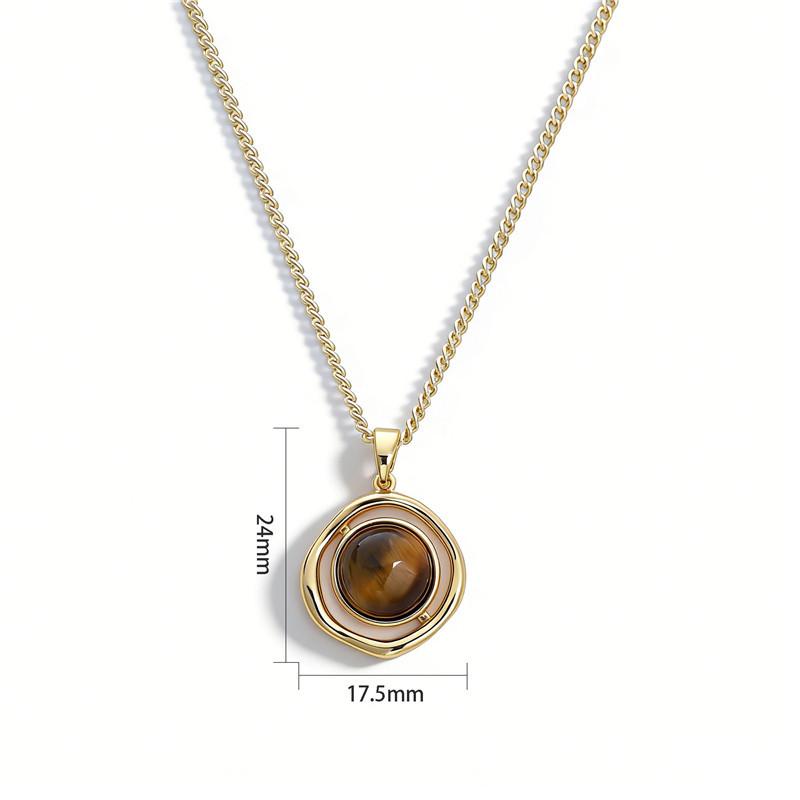 Arvaleff Luxury Tiger Eye Pendant Necklace - Copper, Lightweight, Retro Spring Design золотой