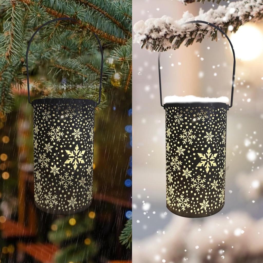 Snowflake Projection Lamp, LED Solar Lantern for Christmas Outdoor Decor