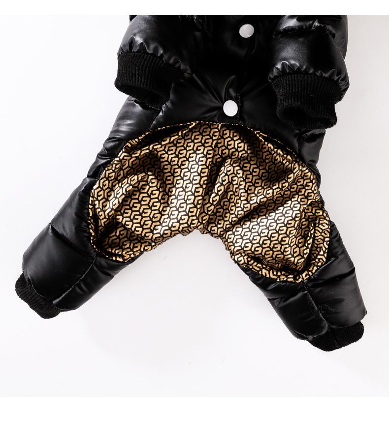 Graphene Black & Gold Hooded Down Jacket for Small Dogs & Cats - Autumn/Winter Pet Clothing