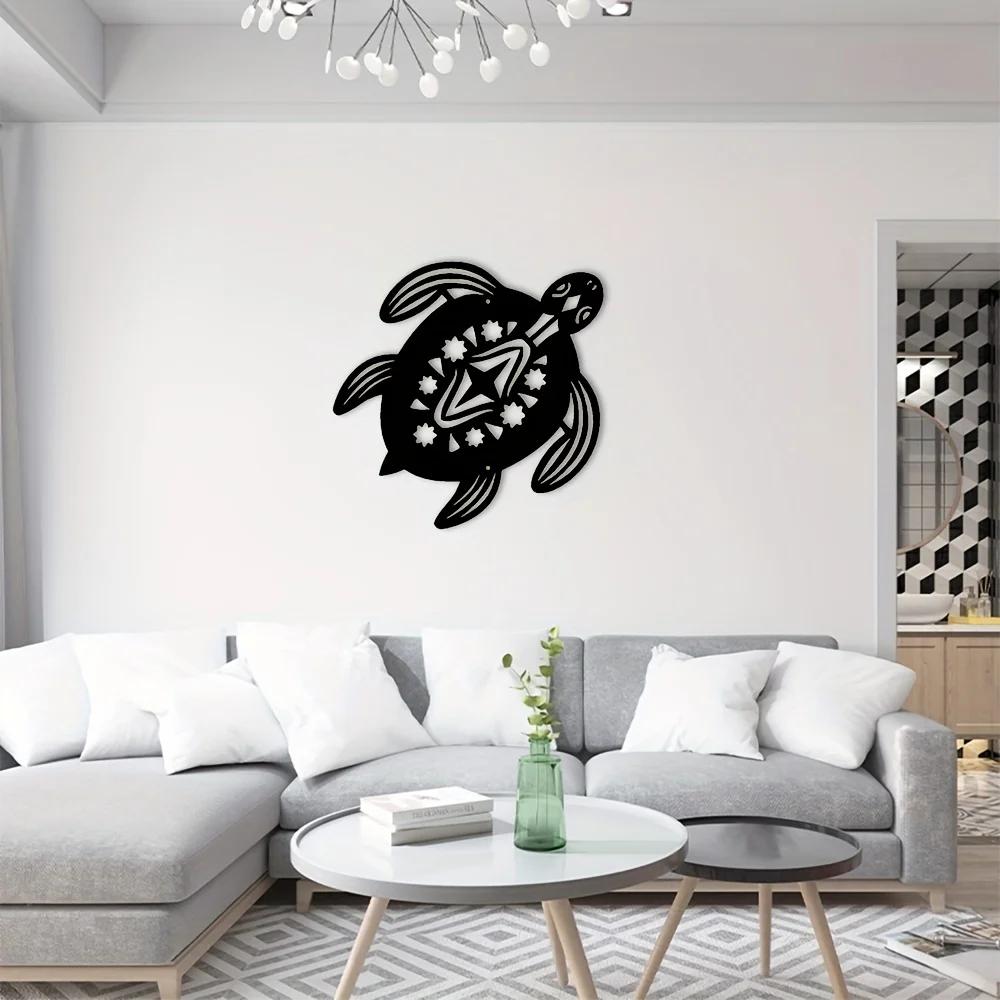 Coastal Baby Turtle Ocean Beach Metal Wall Art – Elegant Iron Art Silhouette, Stylish Interior Decoration & Home Wall Hangings