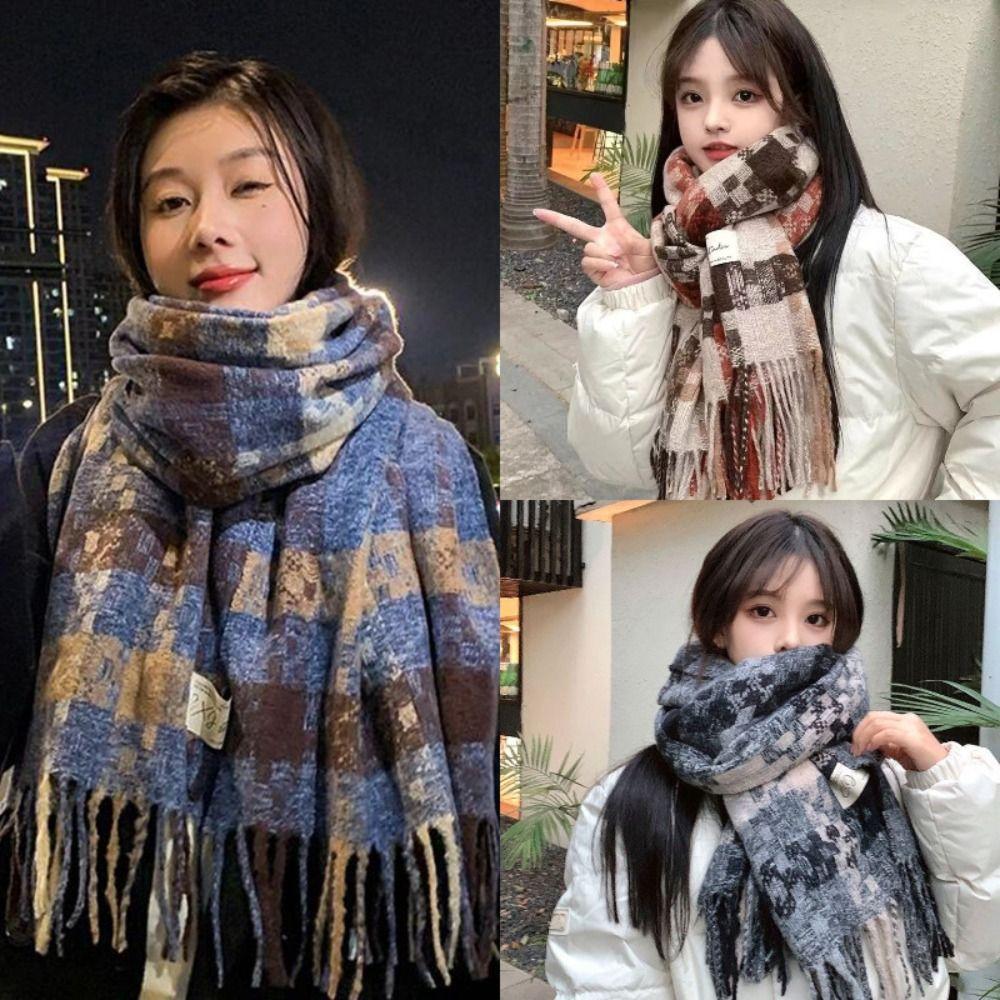 Versatile Plaid Scarf Soft Warm Wrap New Tassel Shawl  Autumn Winter