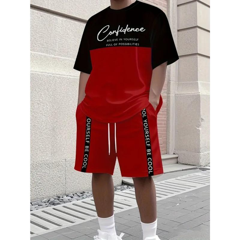 

Summer Men s 3D Color Printed Fashionable Comfortable Loose Sports Daily Short Sleeved Two-piece Sport Wear 6XL