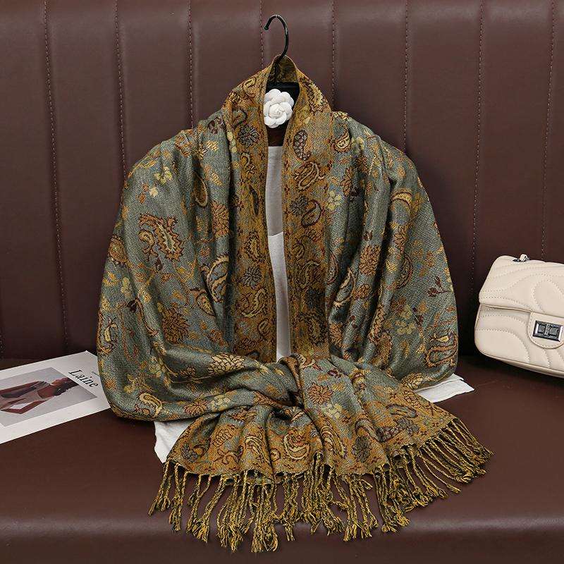 Foulard Paisley Imprime Design Hijabs Pour Femme Cachemire Pashmina Chale Dame Enveloppement Chaud Hiver Foulards Femme