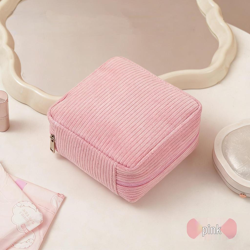 Corduroy Menstrual Pad Storage Bag - Portable Period Bag for Girls and Students