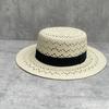 Ultra-light French Holiday Straw Hat Women's Spring and Summer Hollowed-out Woven Flat-top Top Top Hat Shows the Face, Small Beach Travel Visor