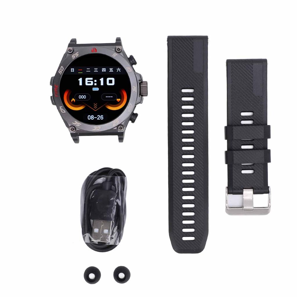 1.53in Smart Watch with Earbuds 2 in 1 Round BT Call Smartwatch with Offline Payment Long Time Standby Music Watch Black