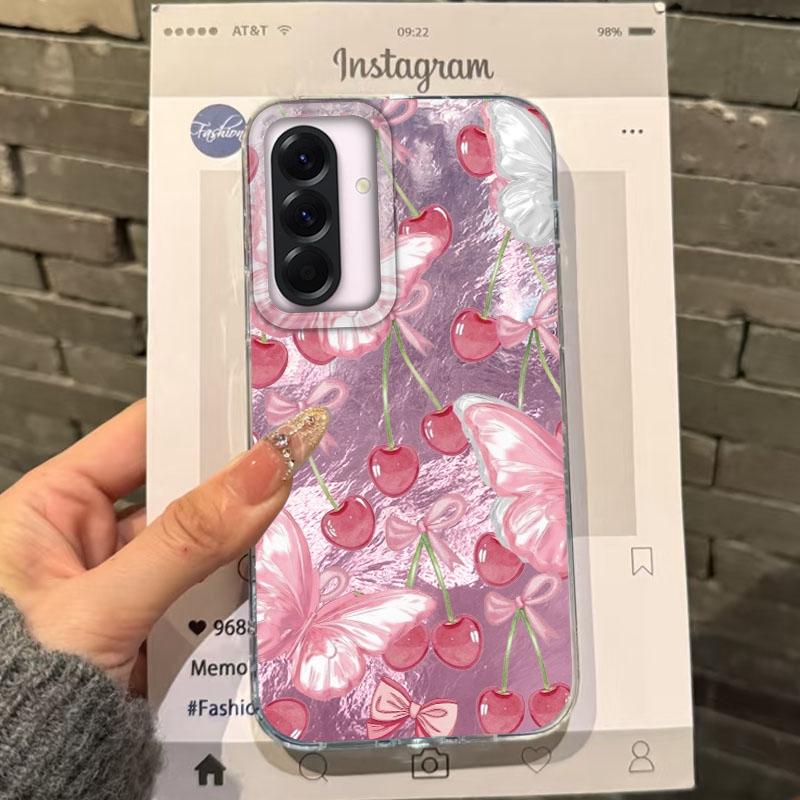 Cherry Butterfly Girls Case For Samsung Galaxy A56 A16 A26 A36 A06 A55 A35 A25 A15 A12 A32 A54 S24 S25 S22 S23 FE Fundas Cover