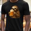 T-Shirt Herren Faultier genießt Bier Motiv Baumwolle Größe S bis 5XL