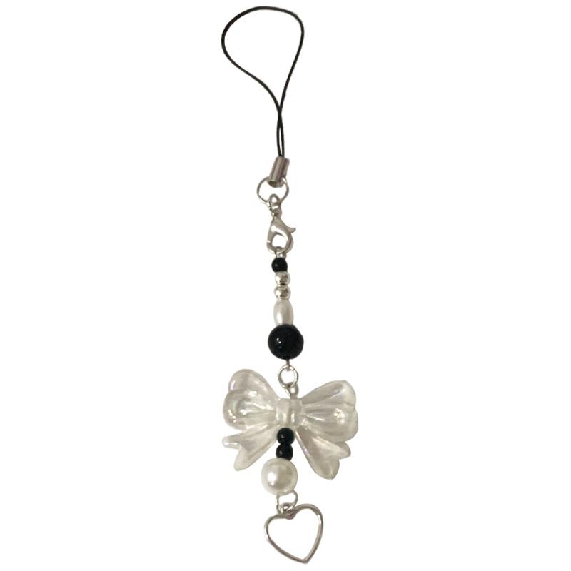 

Bows Shape Phone Lanyard Bowknot Heart Pendant Wrist Strap Detachable Phone Chain Keyring Portable Accessory for Women 1