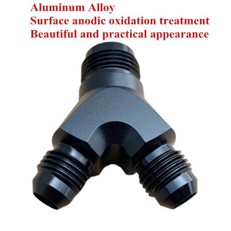 AN4 AN6 AN8 AN10 Y Adapter Block Male Thread Fuel Hose Fitting Adapter Tee Fluid Oil Pipe Air Line Joint Universal Aluminium