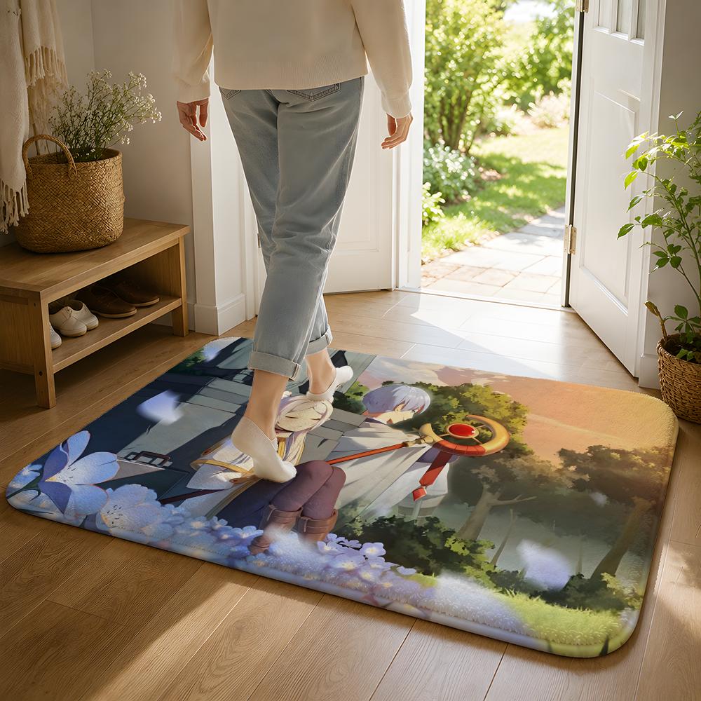 Anime F-Friend Cute Floor Mat Machine Washable Soft Flannel Area Rug, Non-Slip Absorbent Floor Mat for Living Room Bedroom