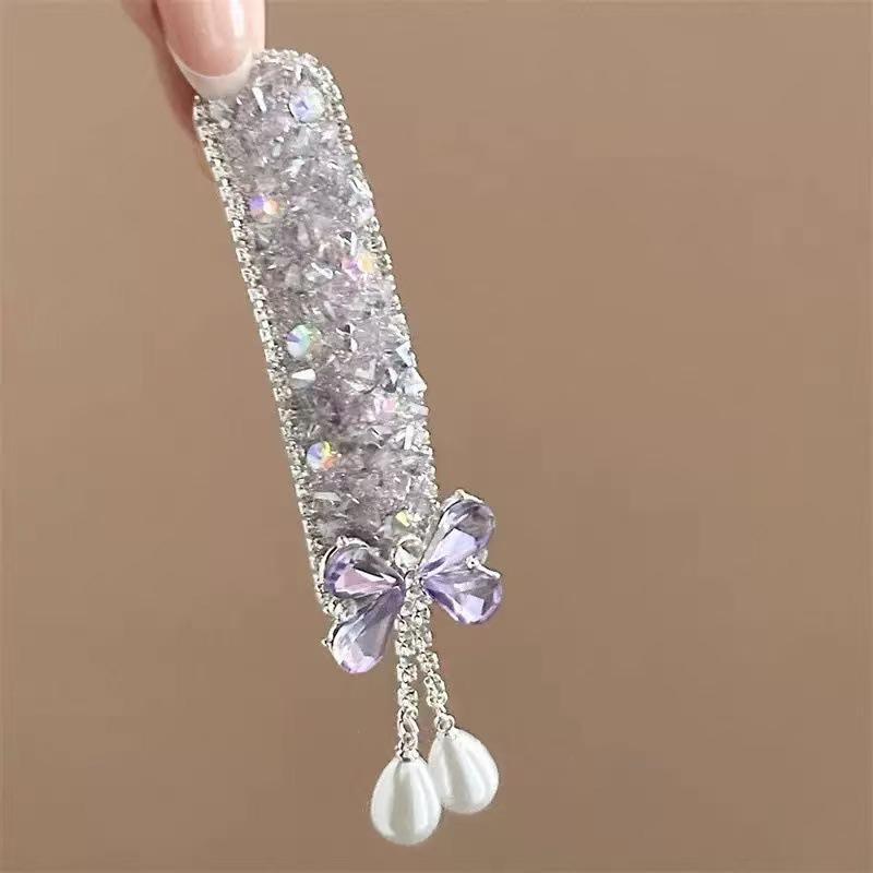 Barrette à cheveux à pampille papillon violet classique Élégant bandeau de cheveux de style ethnique Coiffe Rétro Style chinois Pince latérale Fête