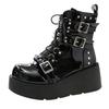 Fashion Punk Style Thick Bottom Motorcycle Boots Women's Platform Gothic Shoes Round Toe High Heel Ankle Booties Rubber Outsole