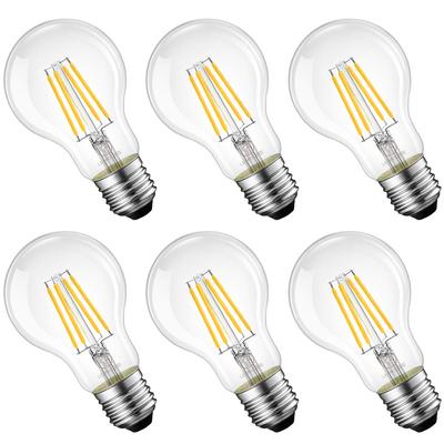 LVWIT LED-Glühbirnen, E26-Sockel, 6W Filament-Glühbirnen, 60W Äquivalent, 2700K Warmweiß, A60, 806LM, Klartyp, Retro-Glühbirnen, PSE-zertifiziert,