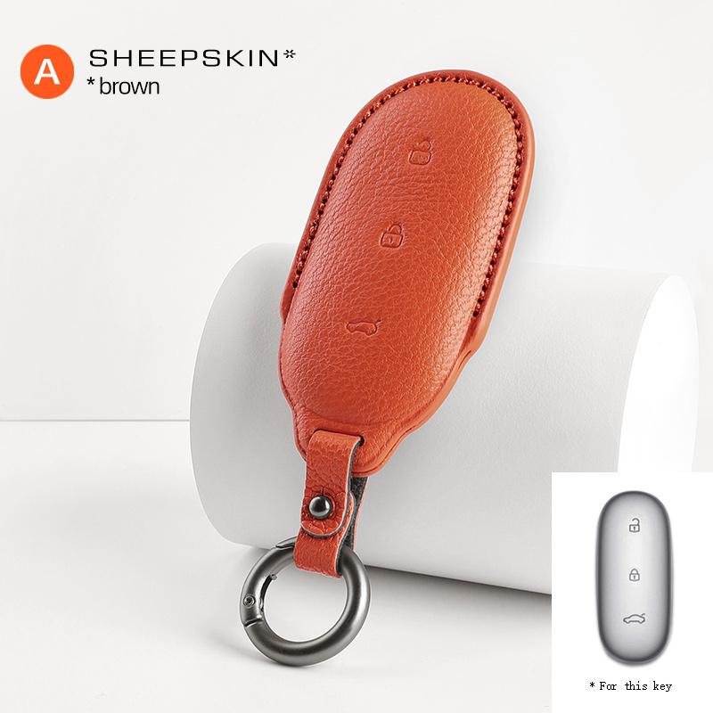 For Leading Ideal Lixiang L9 L8 L7 Car Key Case Smart Remote Keychain Sheepskin Cover Shell Alcantara Interior Protectors