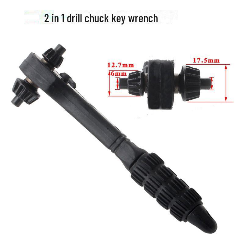 Dual Function Ratchet Drill Chuck Key and Wrench