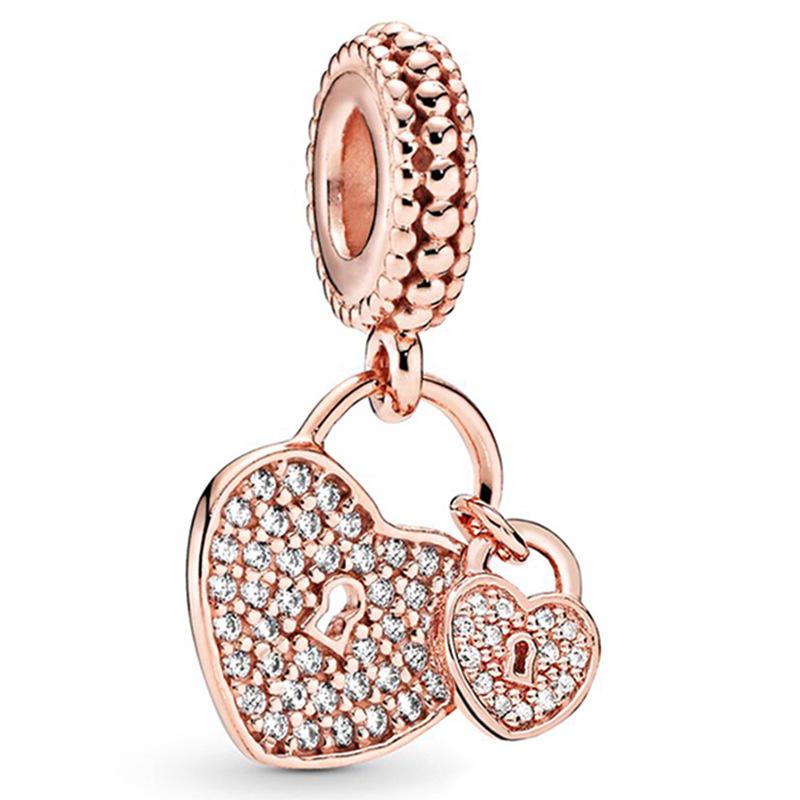 Rose Gold Large Hole Loose Beads Pendant For DIY Pulsera Necklace Accessories Women Fine Jewelry Gifts