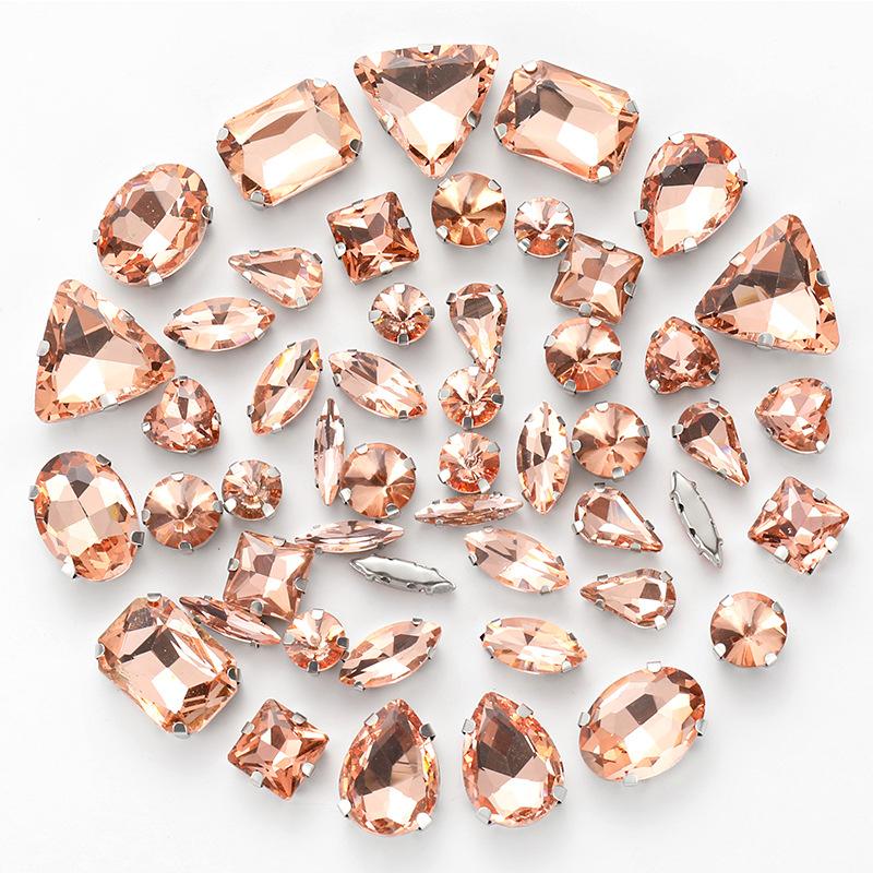 50 Mixed Silver Claw Drill Crystal Sewing Drill with Holes DIY Handmade Wedding Apparel Materials Jewelry Accessories Rhinestone Sew On Beads