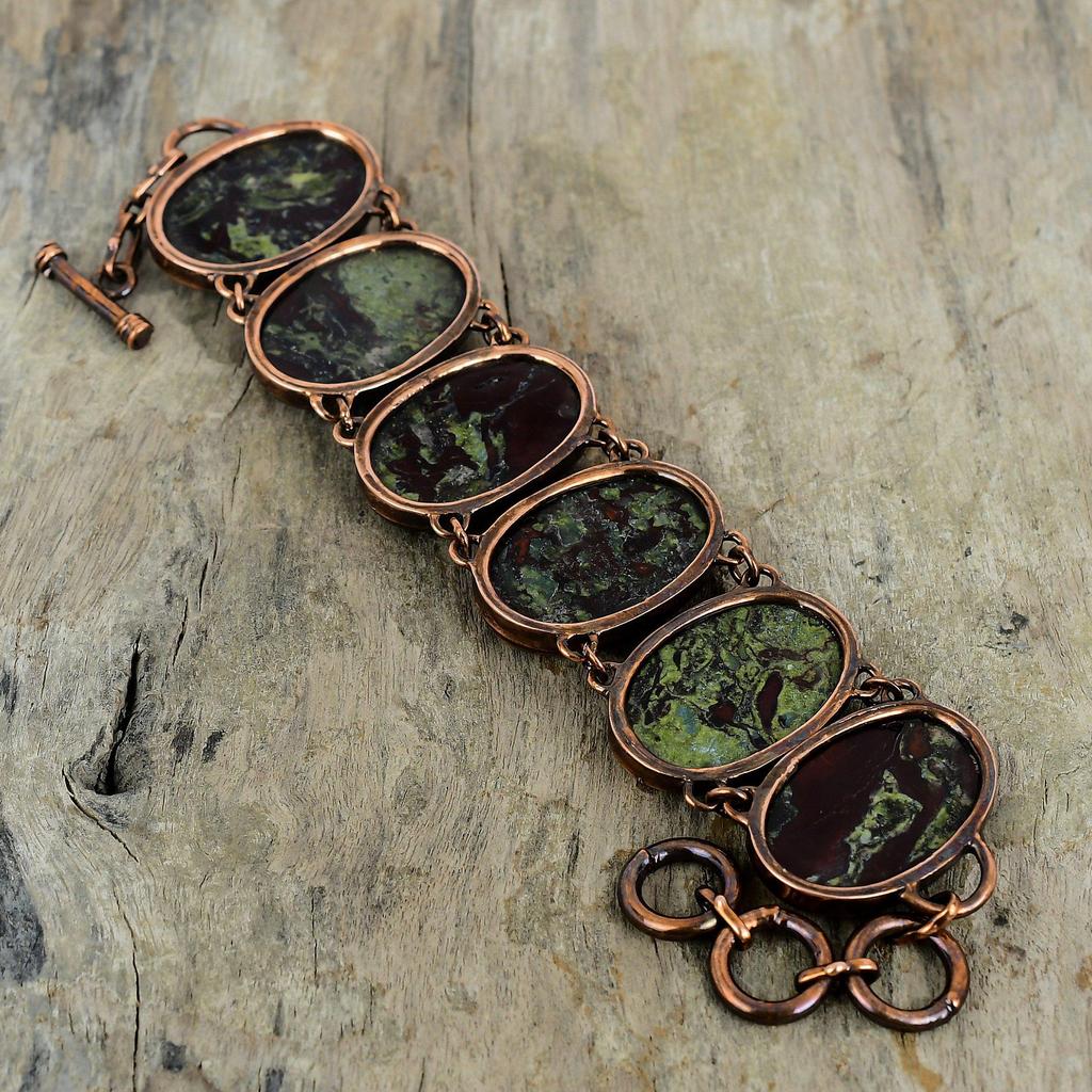 Dragon Bloodstone Bracelet Electroformed Copper Bracelet Adjustable Chain Handmade Bracelet Copper Jewelry Gemstone Bracelet Wedding Gifts