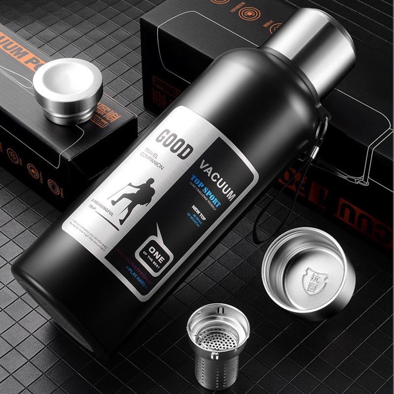 Large Capacity Stainless Steel Vacuum Insulated Water Bottle 316 Thermal Flask with Tea Infuser Leak Proof Portable Sports Bottle for Outdoor Travel