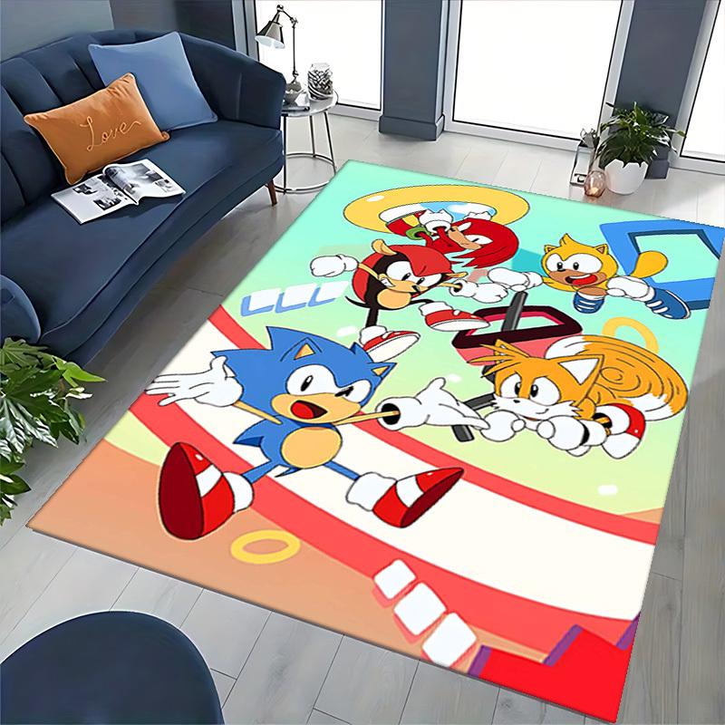 1pc Sonic the Hedgehog Tails Knuckles Echidna Chair Mat, Office Desk Pad - Non-Slip Carpet for Home Decor, Gaming Room, Living Room, Bedroom - Suitabl