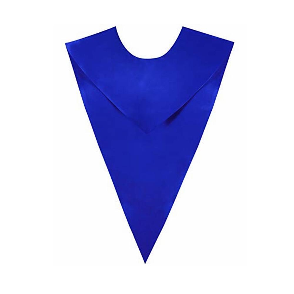 Satin Graduation Stole Solid Color Plain Doctoral Stole V Neck Collar Shawl Academic Celebration Accessories Choir Performance Kids синий