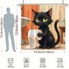1Pc Black Cat Toilet Paper Shower Curtain - Green Eyes, Slightly Annoyed, Earthy Tones, Polyester, Humorous Design