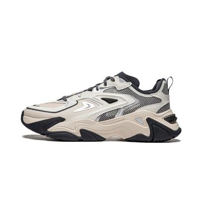 Li Ning CF Su Series Cómodas Versátiles Absorción de Impactos Duraderas Zapatillas Casuales de Estilo de Vida de Caña Baja para Hombre Zapatilla Gris Blanco Roto AGLU141-1
